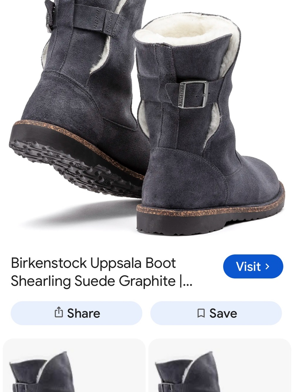 Birkenstock Shearling Suede Winter Boots in Graphite Gray